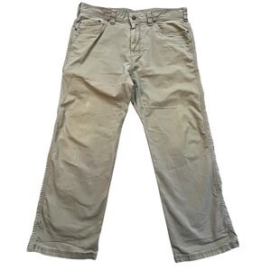prAna Mens Axiom Organic Cotton Canvas Cargo Outdoor Pants Khaki 38x30 Gorpcore